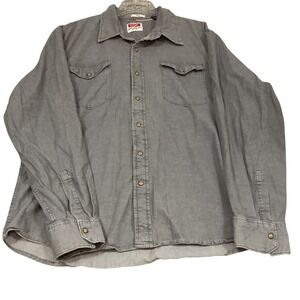 Wrangler Indigo Pearl Snap Gray Western Long Sleeve Shirt 2XL